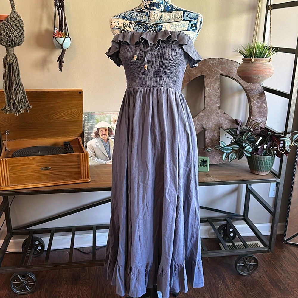 Free People Strapless Ruffled Maxi